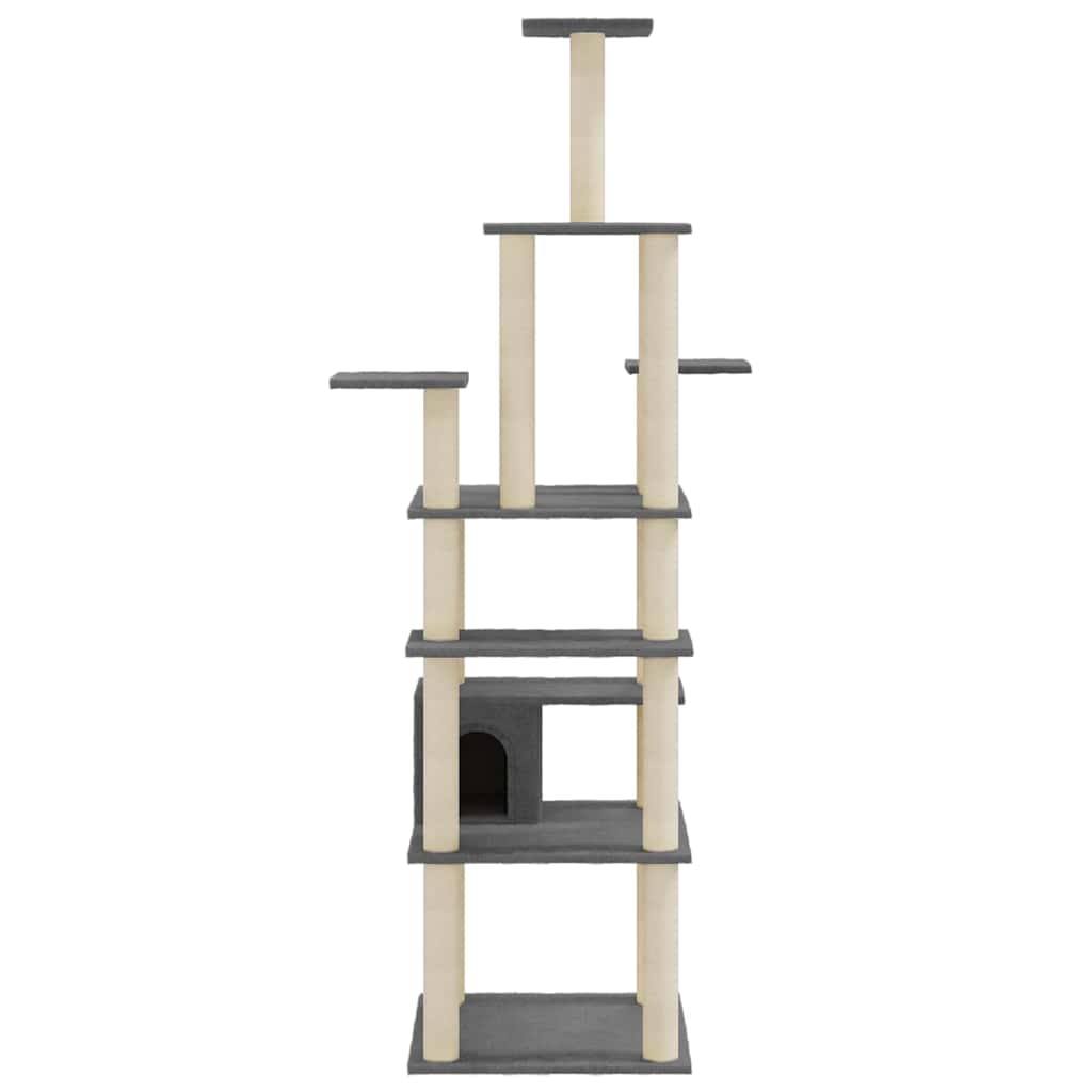 vidaXL Cat Tree | Dark grey | Engineered wood, plush, sisal | Large 4