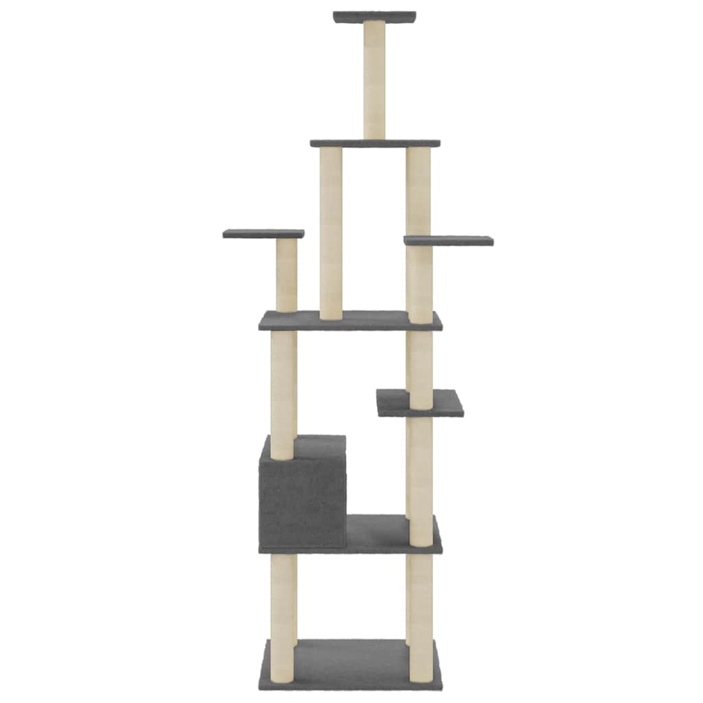 vidaXL Cat Tree | Dark grey | Engineered wood, plush, sisal | Large 5