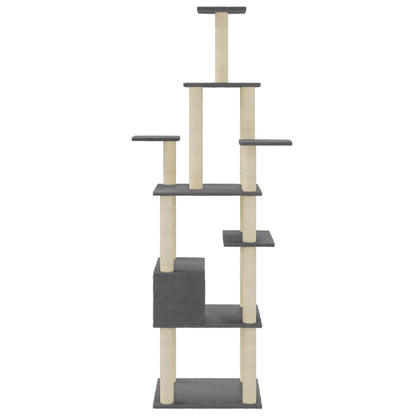 vidaXL Cat Tree | Dark grey | Engineered wood, plush, sisal | Large 5