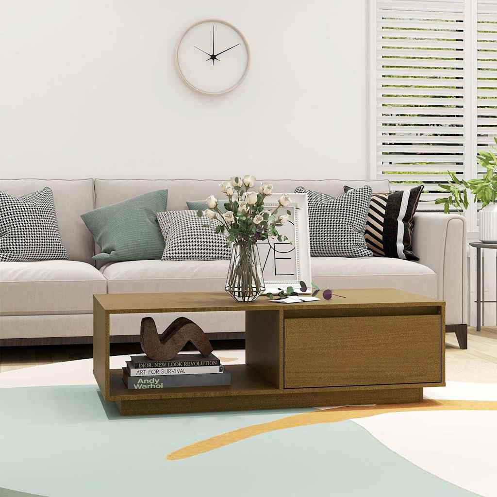 vidaXL Coffee Table | Honey Brown | Solid Pinewood | Medium | Rectangular 3