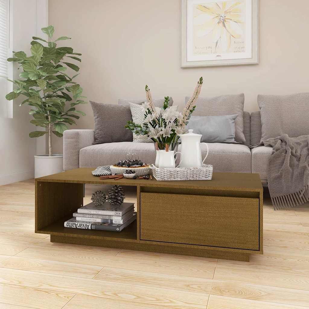 vidaXL Coffee Table | Honey Brown | Solid Pinewood | Medium | Rectangular 1
