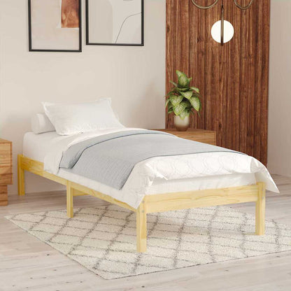 vidaXL Bed Frame | Natural Pine | Solid Pine Wood | Small Single | Durable 1