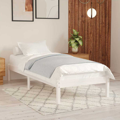 vidaXL Bed Frame | White | Solid pine wood | Single | Durable | Bed Frame 1