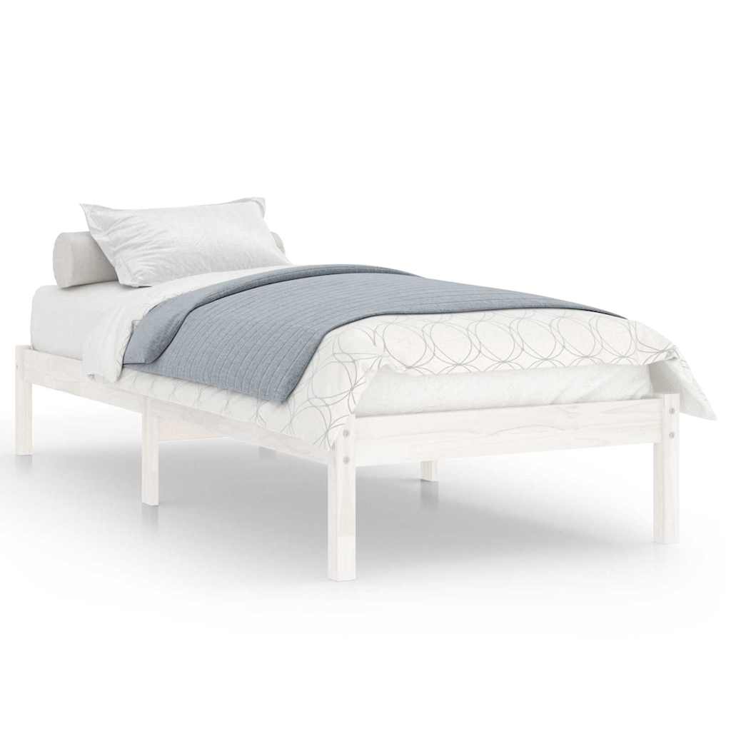 810008 vidaXL Bed Frame without Mattress White Solid Wood 100x200 cm 2