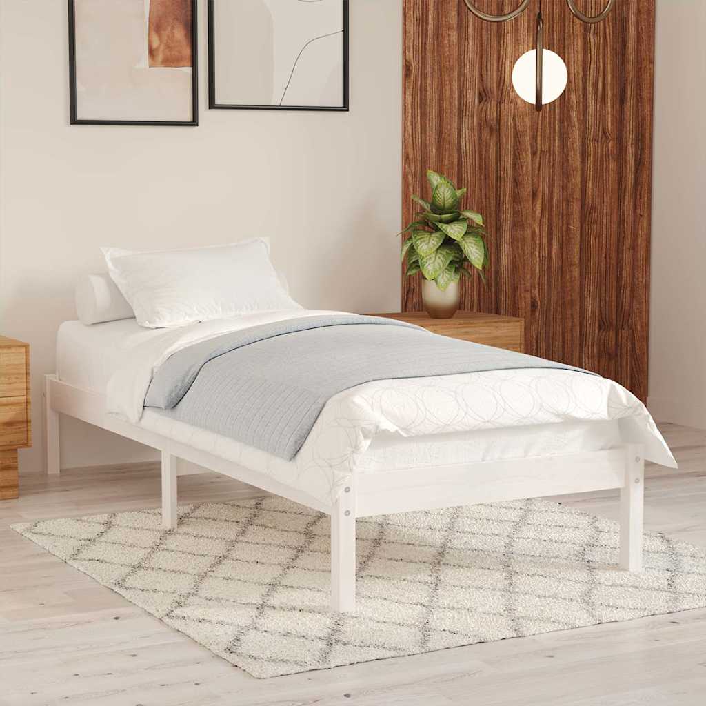 810008 vidaXL Bed Frame without Mattress White Solid Wood 100x200 cm 1