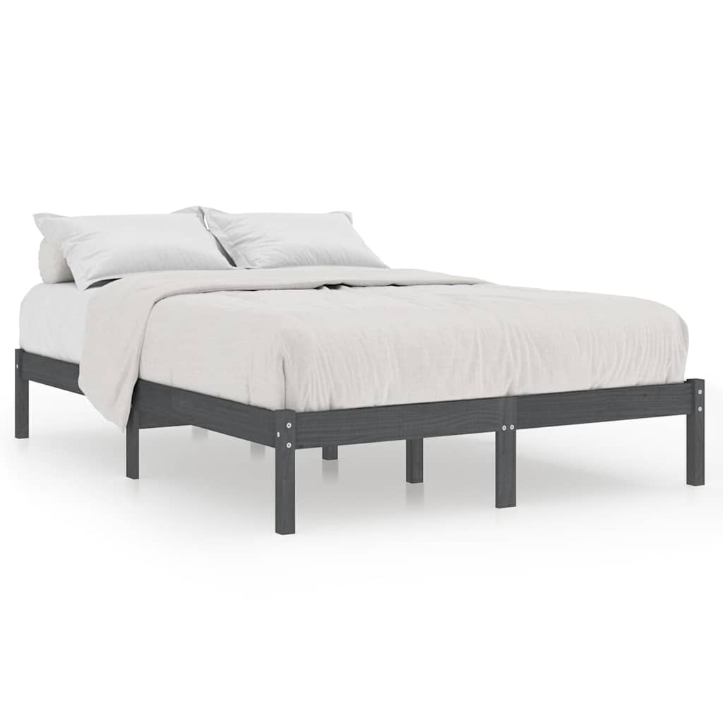 810039 vidaXL Bed Frame without Mattress Grey Solid Wood 200x200 cm 2