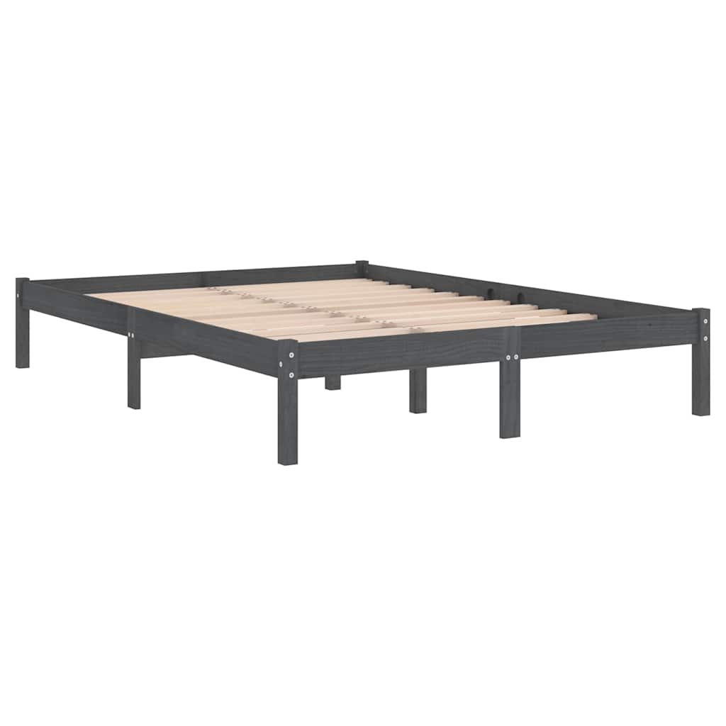 810039 vidaXL Bed Frame without Mattress Grey Solid Wood 200x200 cm 3