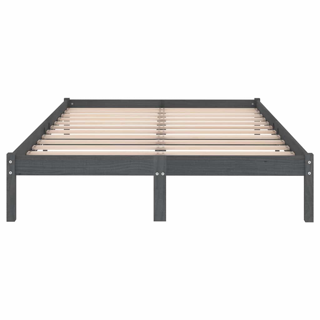 810039 vidaXL Bed Frame without Mattress Grey Solid Wood 200x200 cm 4
