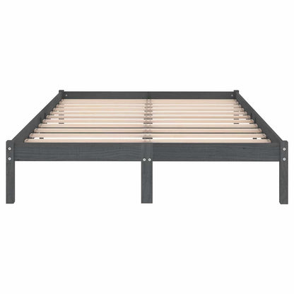 810039 vidaXL Bed Frame without Mattress Grey Solid Wood 200x200 cm 4