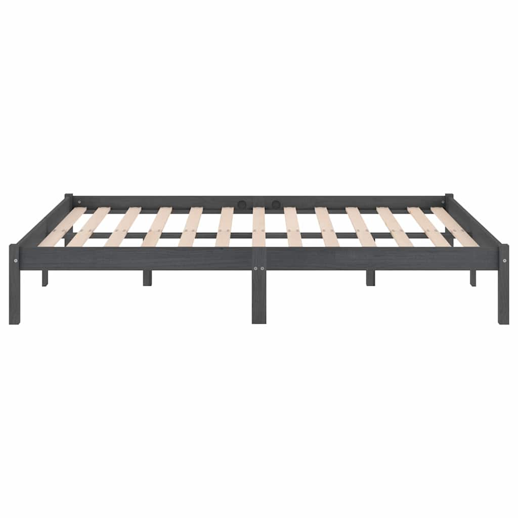 810039 vidaXL Bed Frame without Mattress Grey Solid Wood 200x200 cm 5