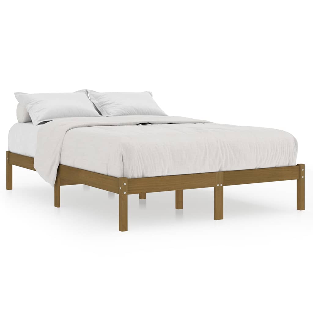 810040 vidaXL Bed Frame without Mattress Honey Brown Solid Wood 200x200 cm 2