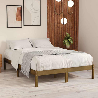 810040 vidaXL Bed Frame without Mattress Honey Brown Solid Wood 200x200 cm 1