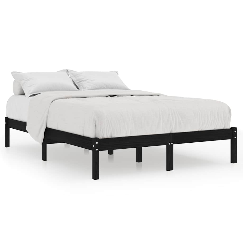 810041 vidaXL Bed Frame without Mattress Black Solid Wood 200x200 cm 2