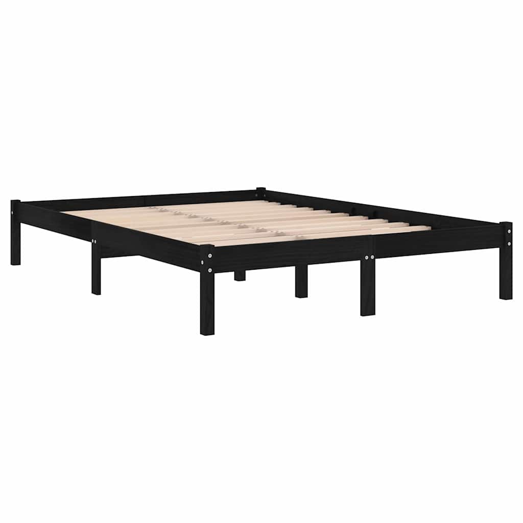 810041 vidaXL Bed Frame without Mattress Black Solid Wood 200x200 cm 3