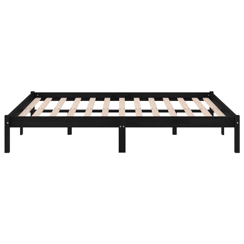 810041 vidaXL Bed Frame without Mattress Black Solid Wood 200x200 cm 5