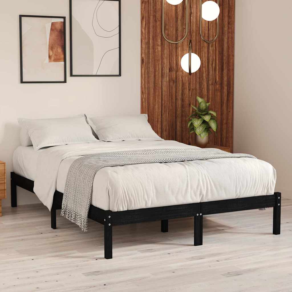 810041 vidaXL Bed Frame without Mattress Black Solid Wood 200x200 cm 1