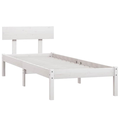 vidaXL Bed Frame without Mattress White Solid Wood Small Single 3