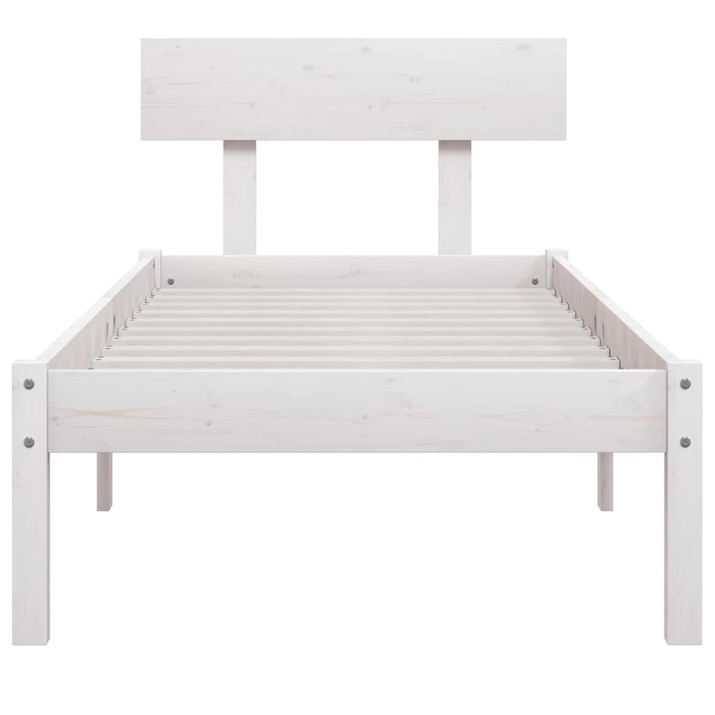 vidaXL Bed Frame without Mattress White Solid Wood Small Single 4