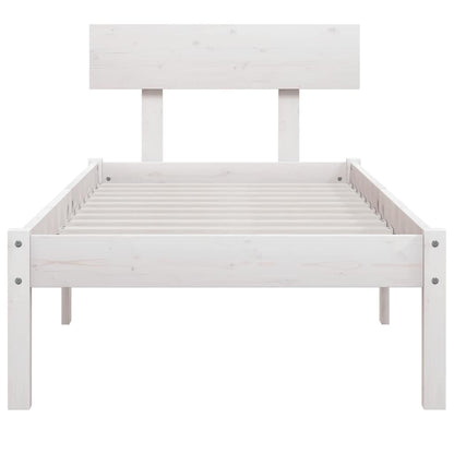 vidaXL Bed Frame without Mattress White Solid Wood Small Single 4