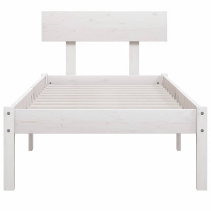 vidaXL Bed Frame without Mattress White Solid Wood Pine Single 4