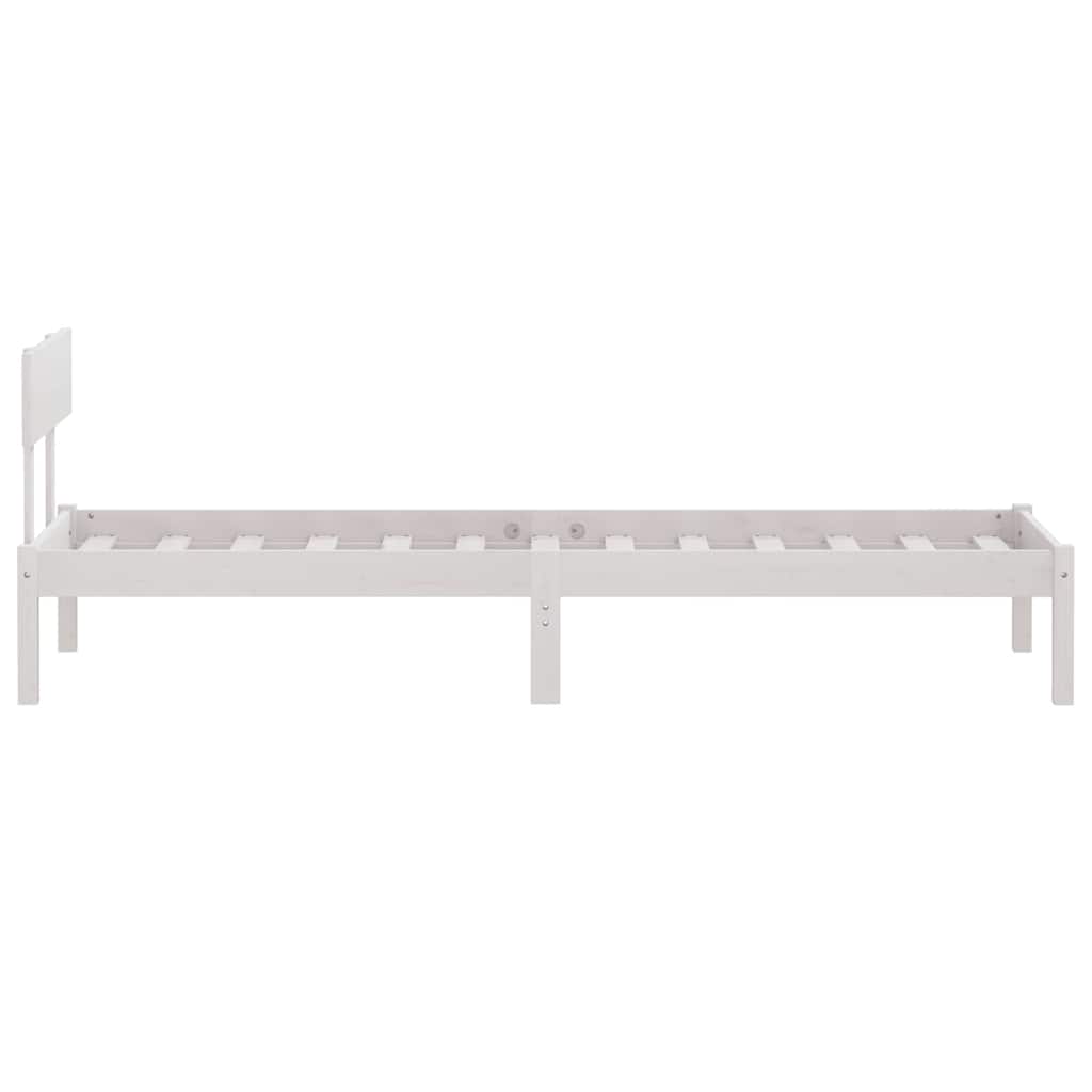 vidaXL Bed Frame without Mattress White Solid Wood Pine Single 5