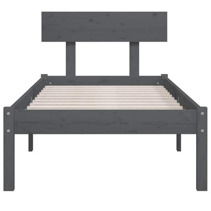 vidaXL Bed Frame | Grey | Solid pinewood | Single | Durable | Bed Frame 4