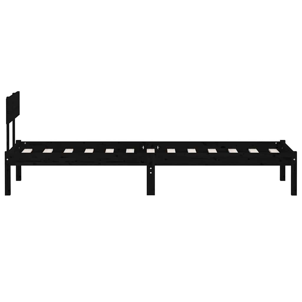 vidaXL Bed Frame without Mattress Black Solid Wood Pine Single 5