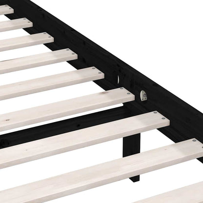 vidaXL Bed Frame without Mattress Black Solid Wood Pine Single 6