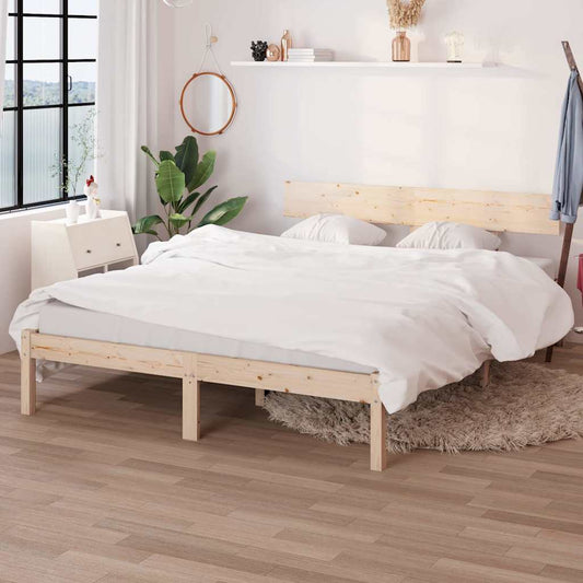 Bed Frame without Mattress Solid Wood Length Natural