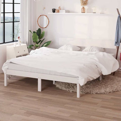 Bed Frame without Mattress Solid Wood Length White