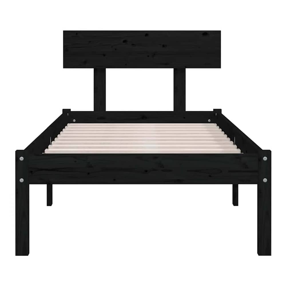 Bed Frame without Mattress Solid Wood Length 200 cm Black 90 cm