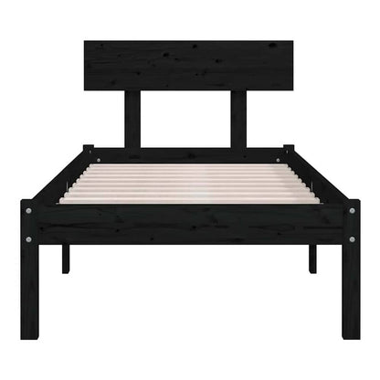 Bed Frame without Mattress Solid Wood Length 200 cm Black 90 cm