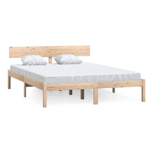 Bed Frame without Mattress Solid Wood Length 200 cm Natural 140 cm