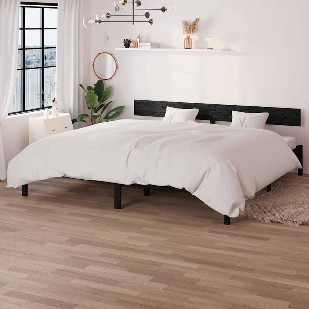 Bed Frame without Mattress Solid Wood Length 200 cm Black 180 cm