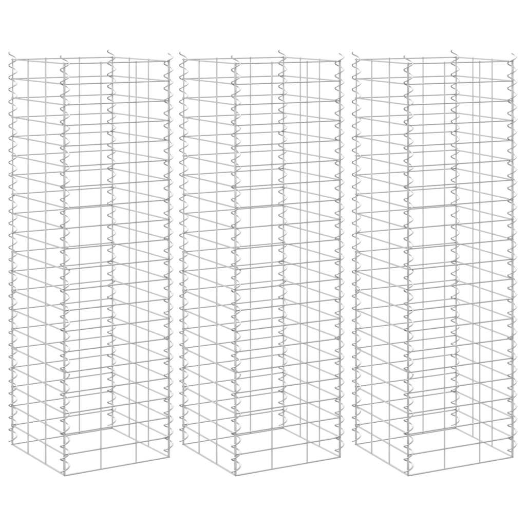 vidaXL Gabion Raised Beds 3 pcs 30x30x100 cm Iron 1
