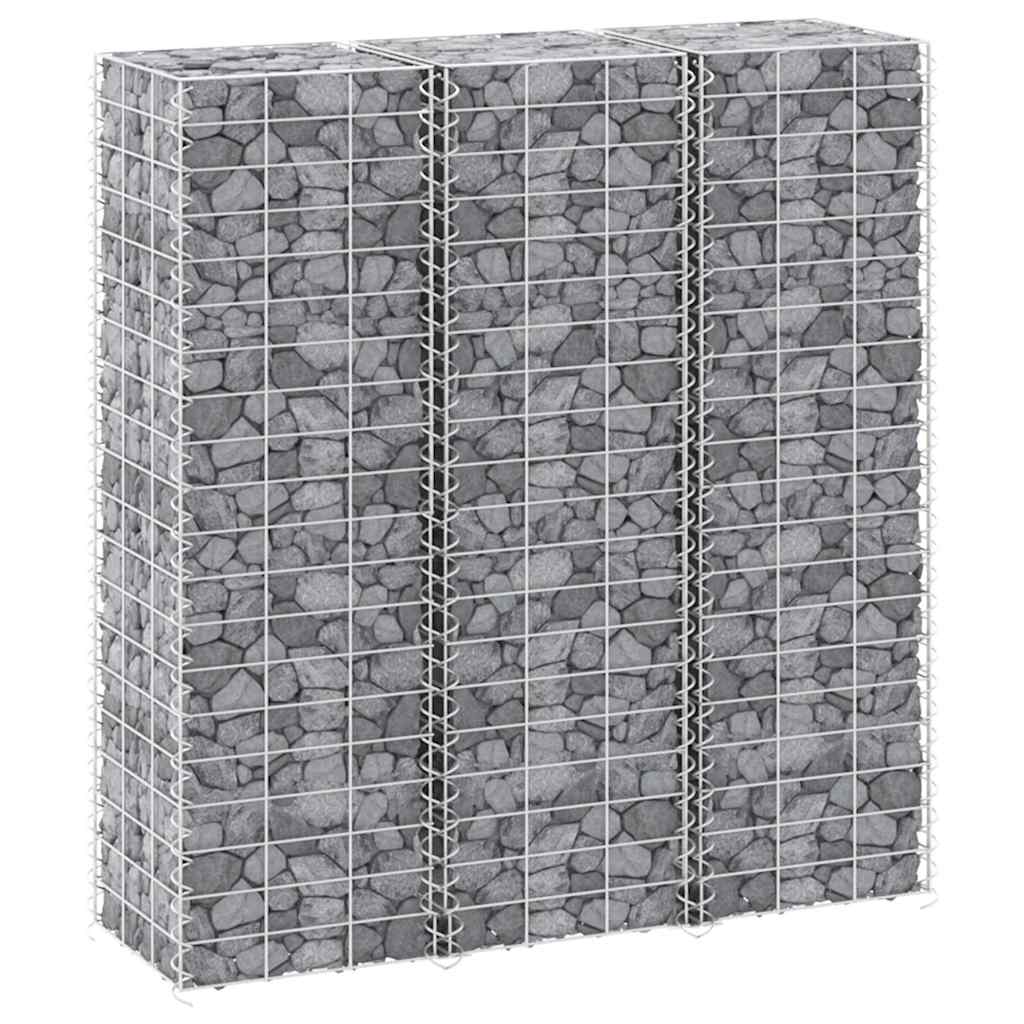 vidaXL Gabion Raised Beds 3 pcs 30x30x100 cm Iron 5