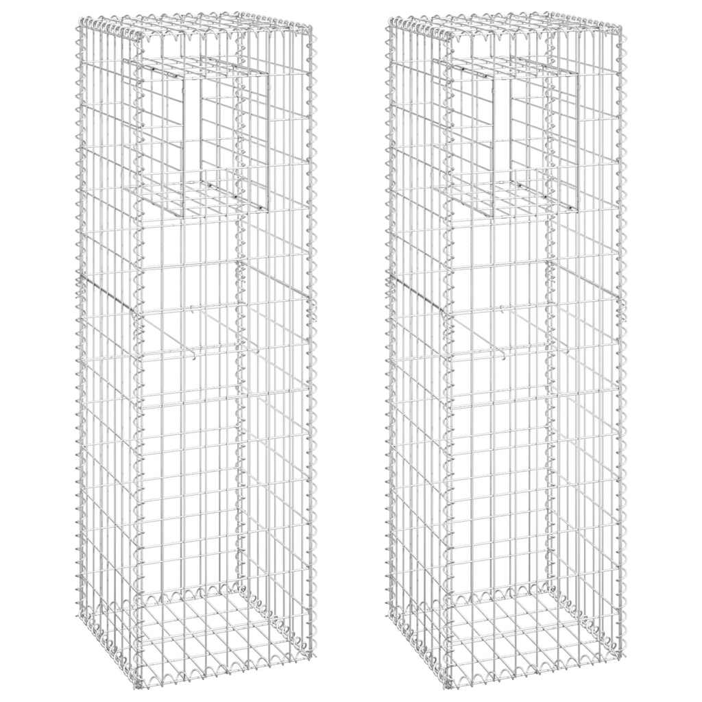 vidaXL Gabion Basket Posts 2 pcs 40x40x140 cm Iron 2