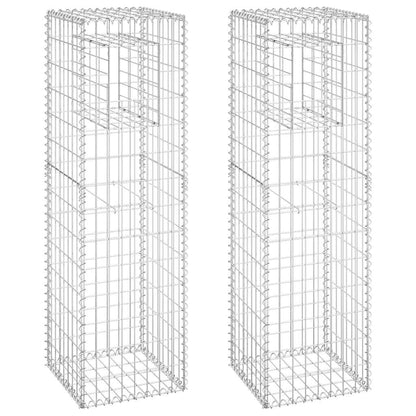 vidaXL Gabion Basket Posts 2 pcs 40x40x140 cm Iron 2