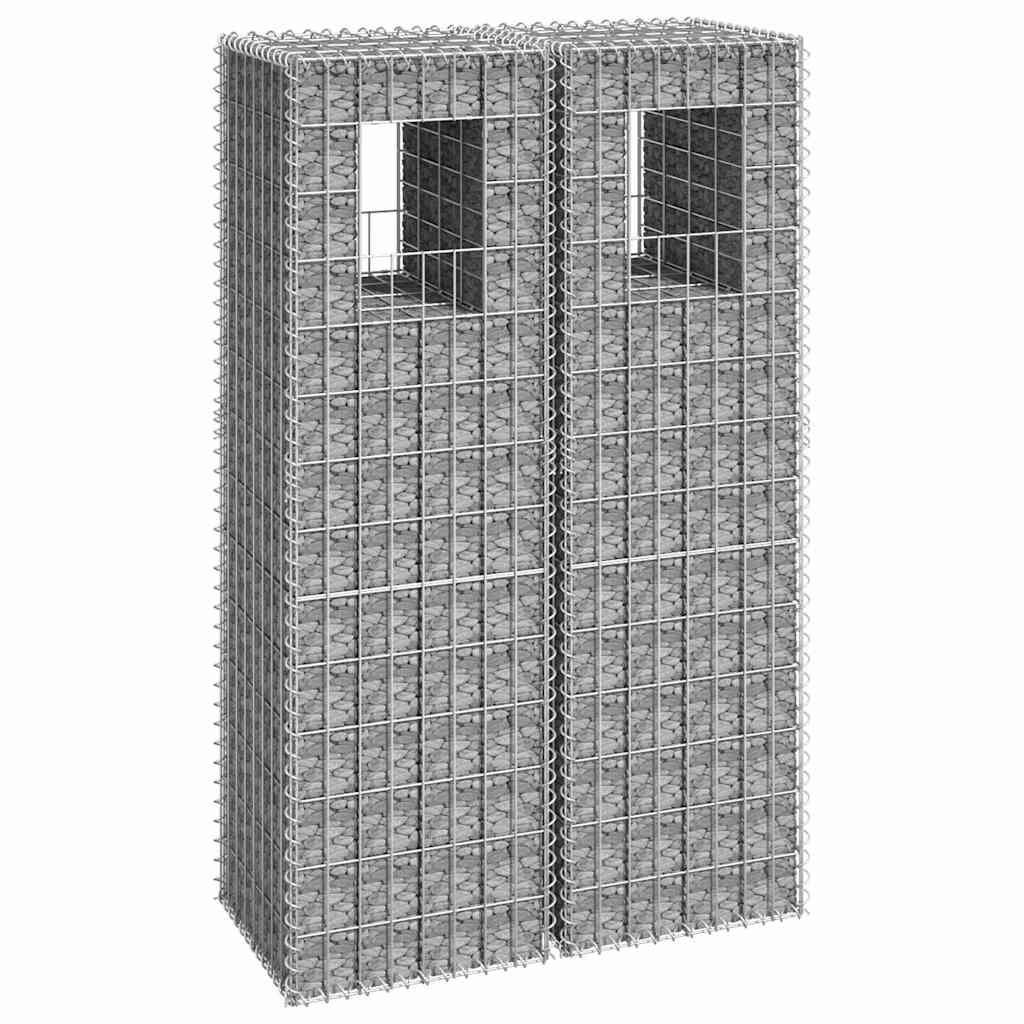 vidaXL Gabion Basket Posts 2 pcs 40x40x140 cm Iron 1