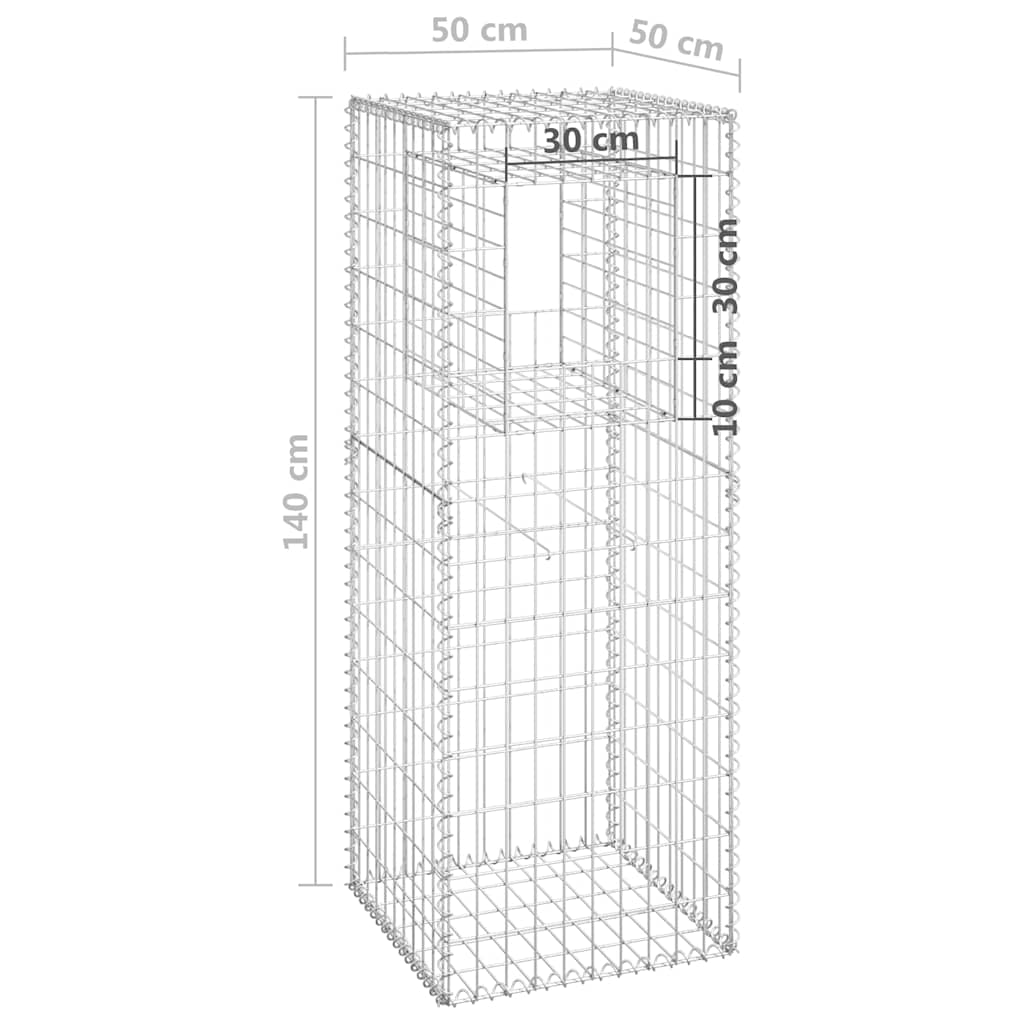 vidaXL Gabion Basket Post 50x50x140 cm Iron 6