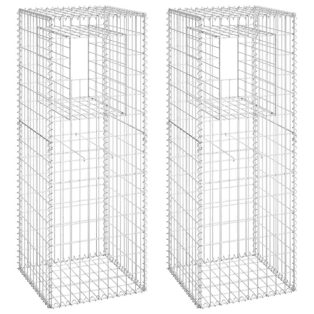 vidaXL Gabion Basket Posts 2 pcs 50x50x140 cm Iron 2
