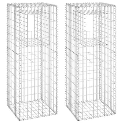 vidaXL Gabion Basket Posts 2 pcs 50x50x140 cm Iron 2