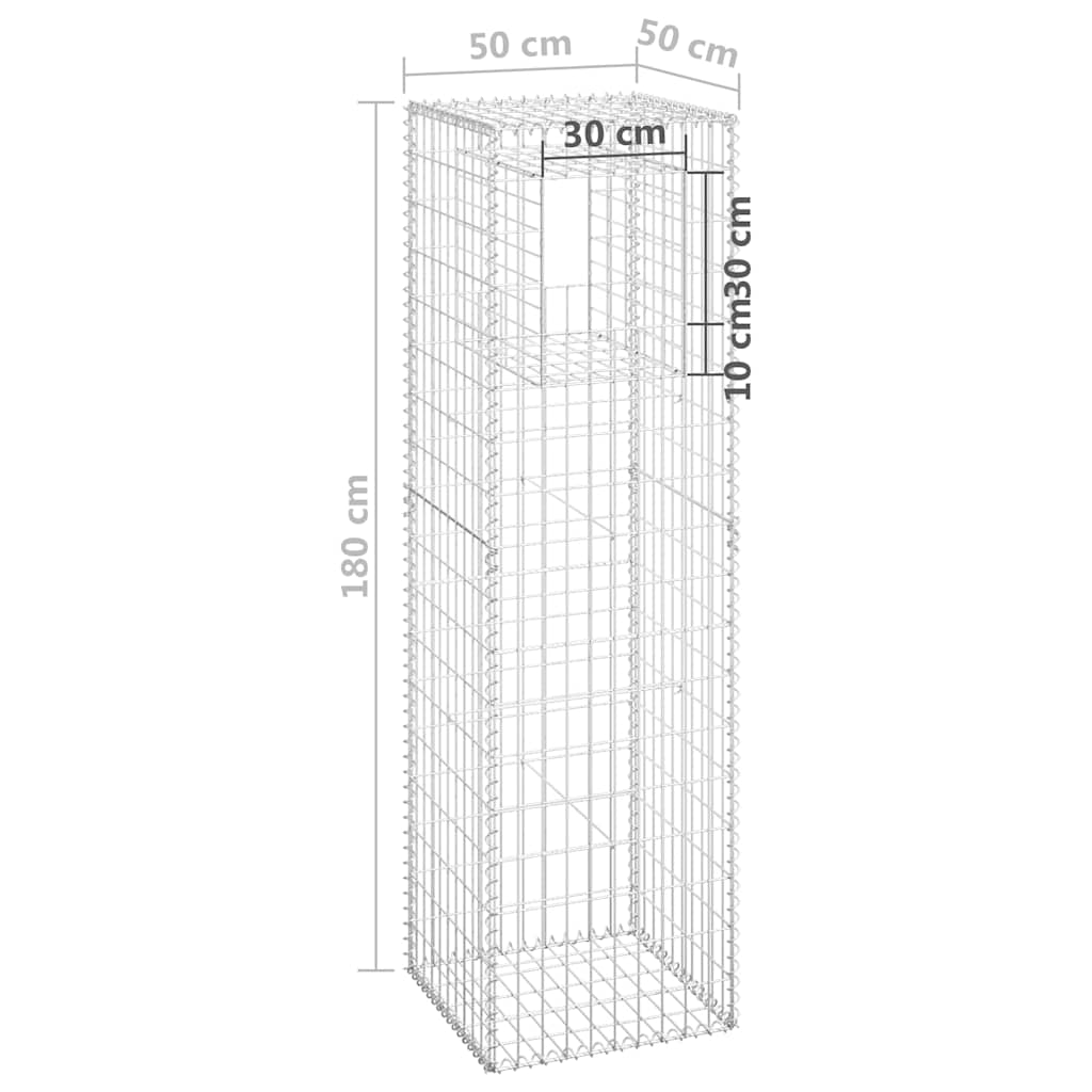 vidaXL Gabion Basket Post 50x50x180 cm Iron 6