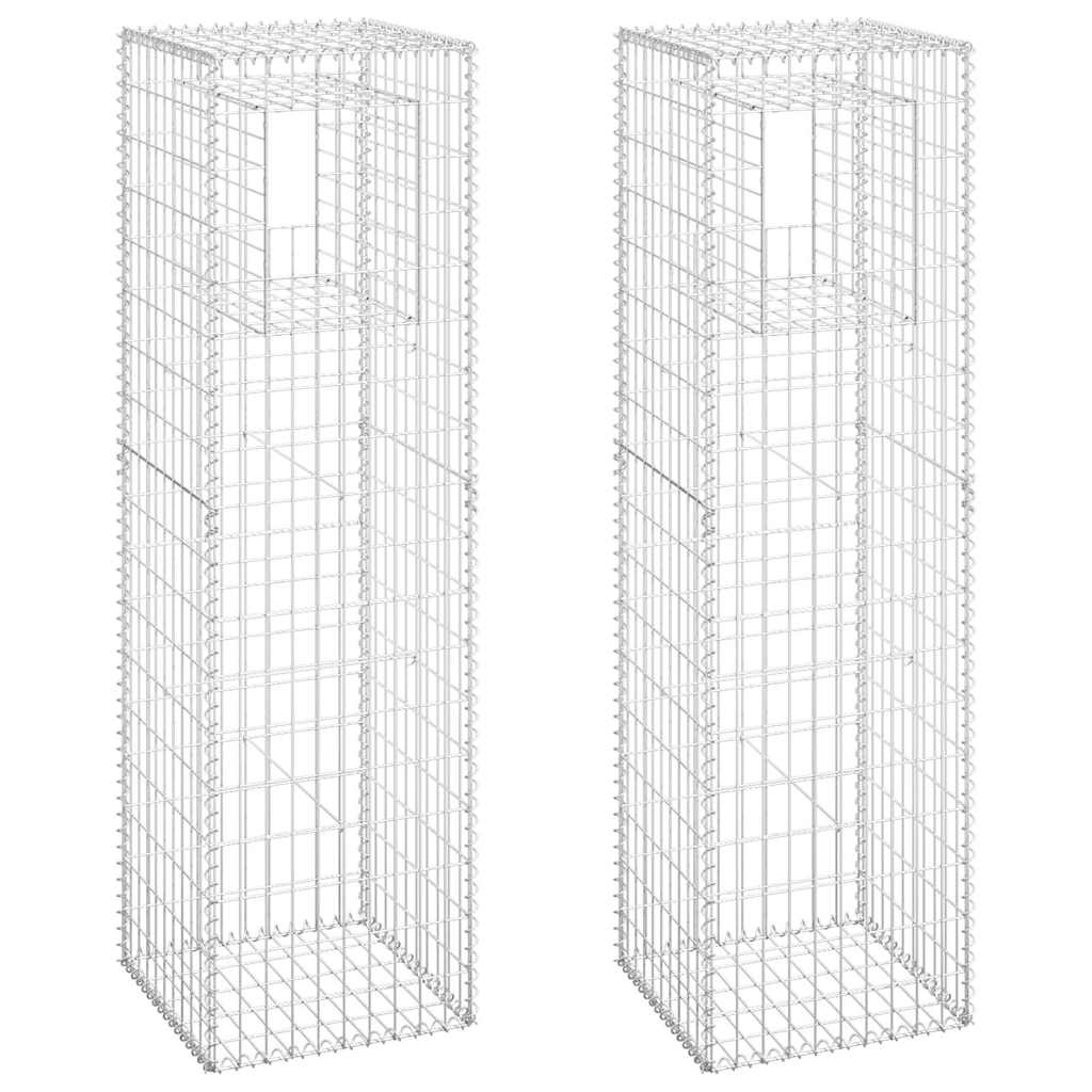 vidaXL Gabion Basket Posts 2 pcs 50x50x180 cm Iron 2