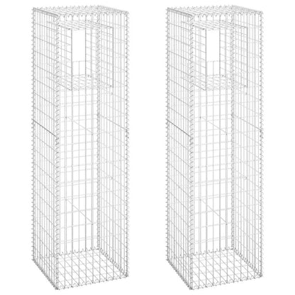 vidaXL Gabion Basket Posts 2 pcs 50x50x180 cm Iron 2