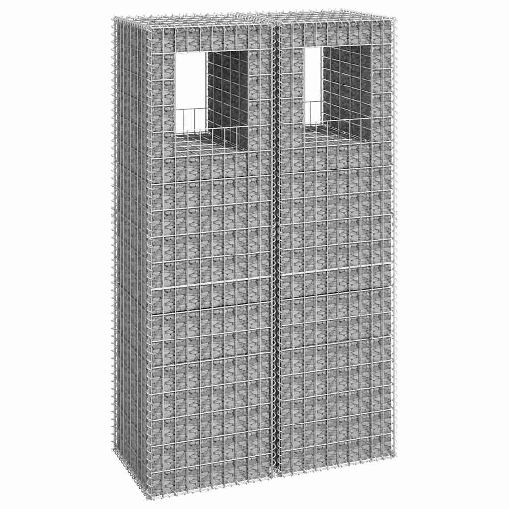 vidaXL Gabion Basket Posts 2 pcs 50x50x180 cm Iron 1
