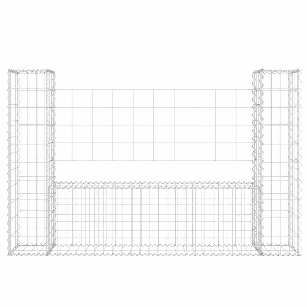 vidaXL U-shape Gabion Basket with 2 Posts Iron 140x20x100 cm 3