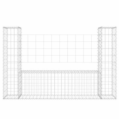 vidaXL U-shape Gabion Basket with 2 Posts Iron 140x20x100 cm 3