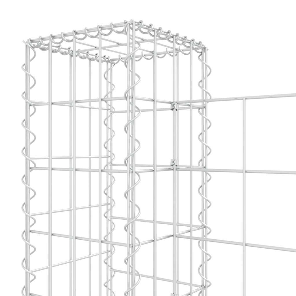 vidaXL U-shape Gabion Basket with 2 Posts Iron 140x20x100 cm 5