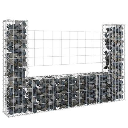 vidaXL U-shape Gabion Basket with 2 Posts Iron 140x20x100 cm 1